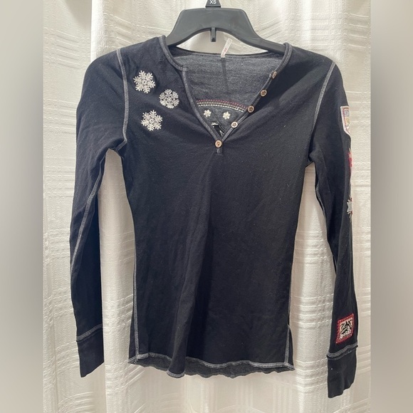 Alp N Rock Gondola Henley long sleeve black embroidered shirt - Picture 2 of 11